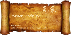 Rozman Zoárd névjegykártya